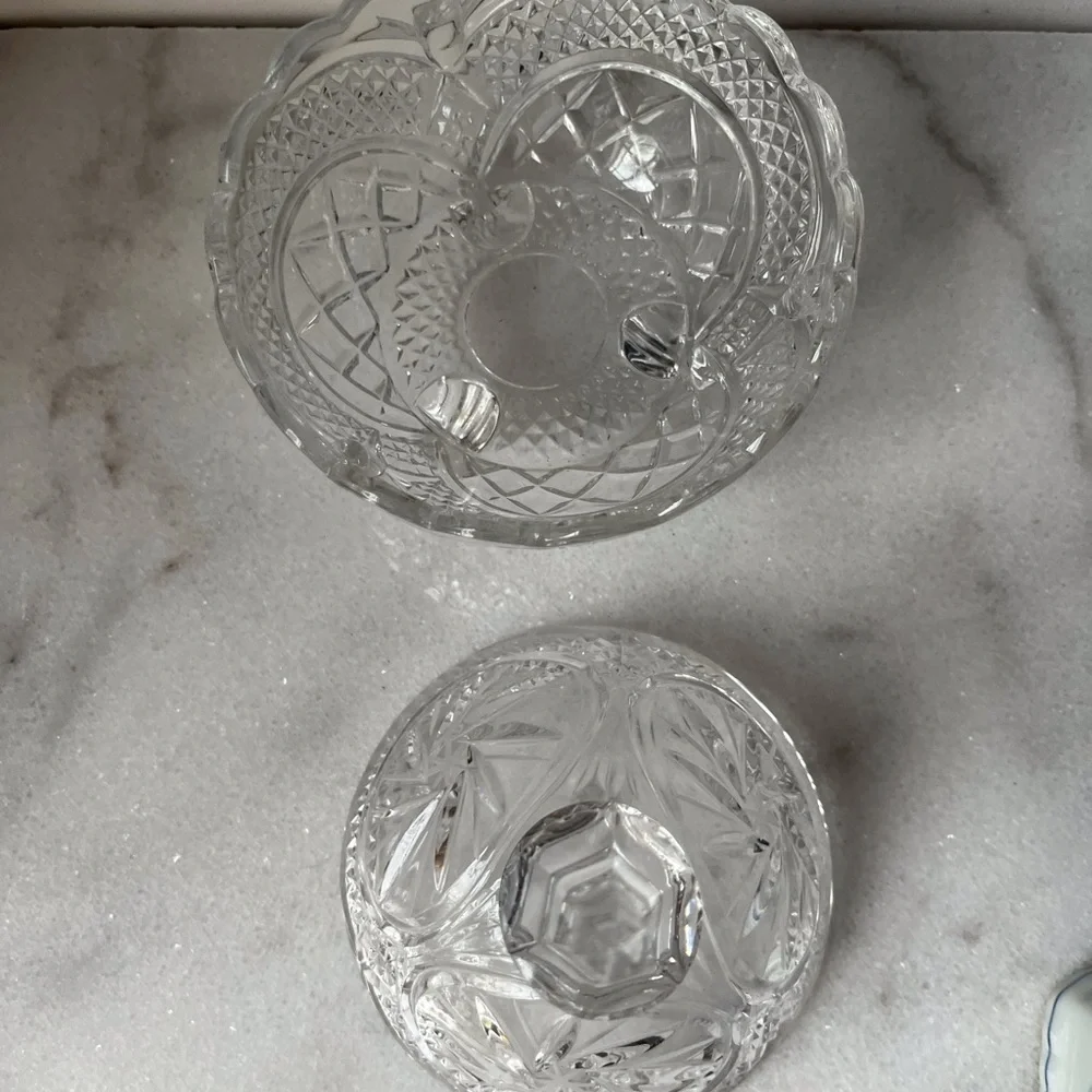 Vintage Clear Crystal Candy Dish or Nut Bowl with Lid